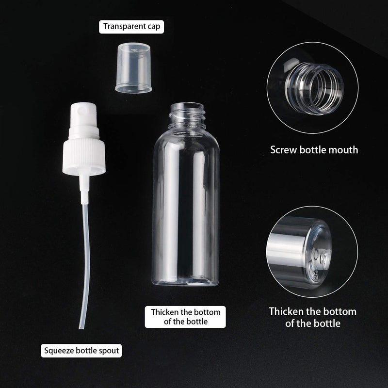 TRENDBOX 12 Pack Empty Transparent Plastic Fine Mist Spray Bottle 60 ml (2 oz) - Image 3